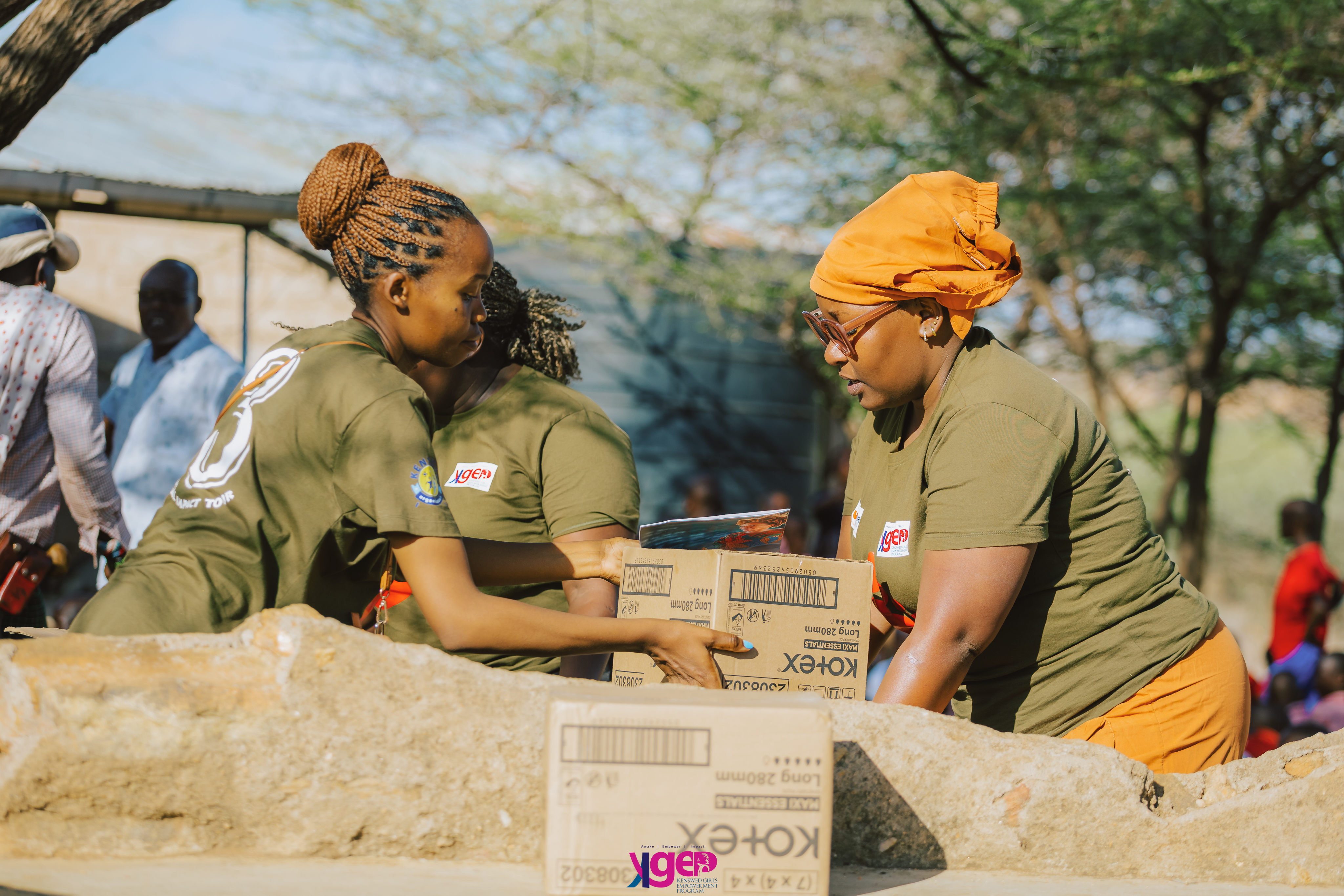 Students receiving supplies