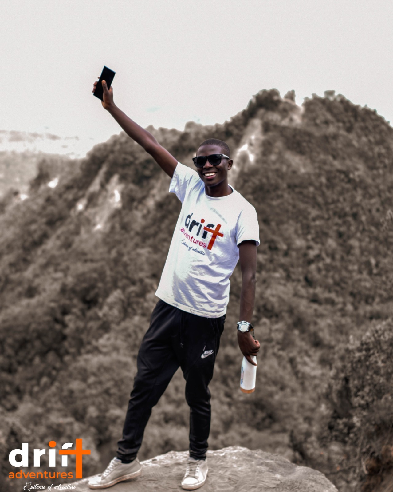 Smiling hiker at Mt Longonot