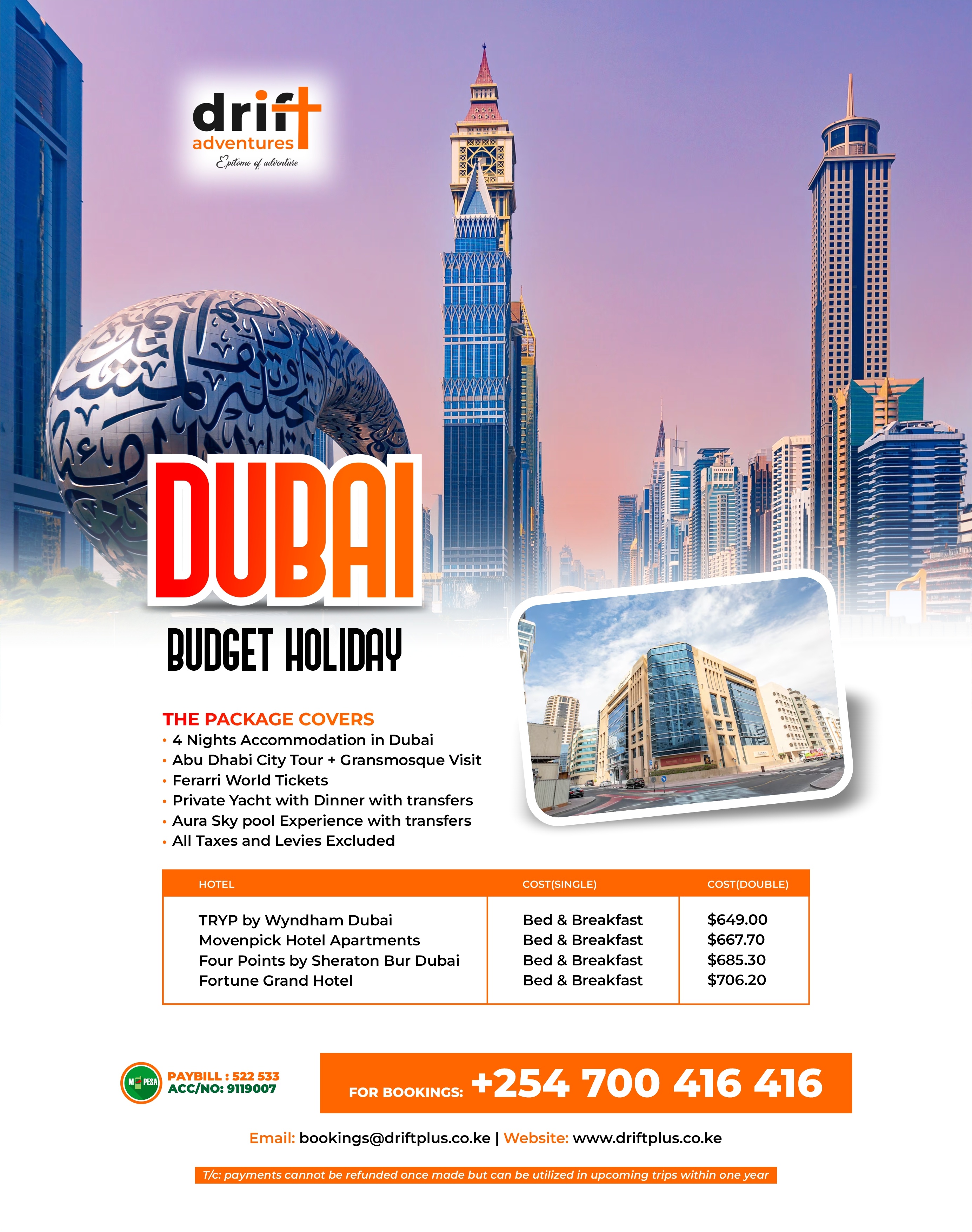 Dubai Budget Holiday Package – 4 Nights with Ferrari World, Yacht & Abu Dhabi Tour | International