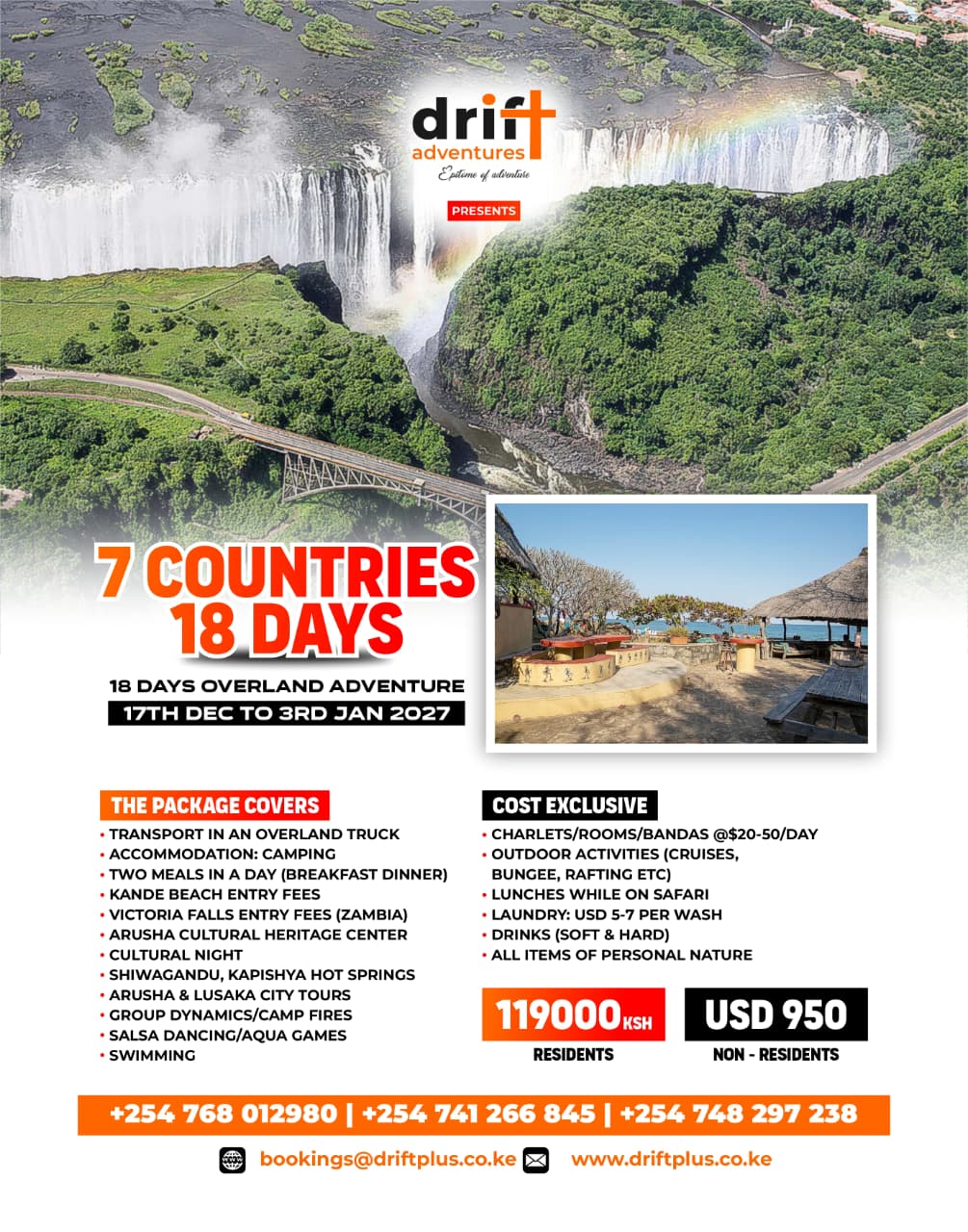 East to Southern Africa Overland Tour: 7 Countries, 18 Days Camping Adventure